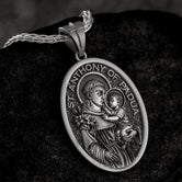Saint Anthony of Padua Pendant – Sterling Silver Catholic Medal Necklace Patron Saint of Miracles
