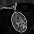 Load image into Gallery viewer, Personalized Saint Hubertus Pendant – Sterling Silver Patron Saint of Hunters Catholic Medal Necklace
