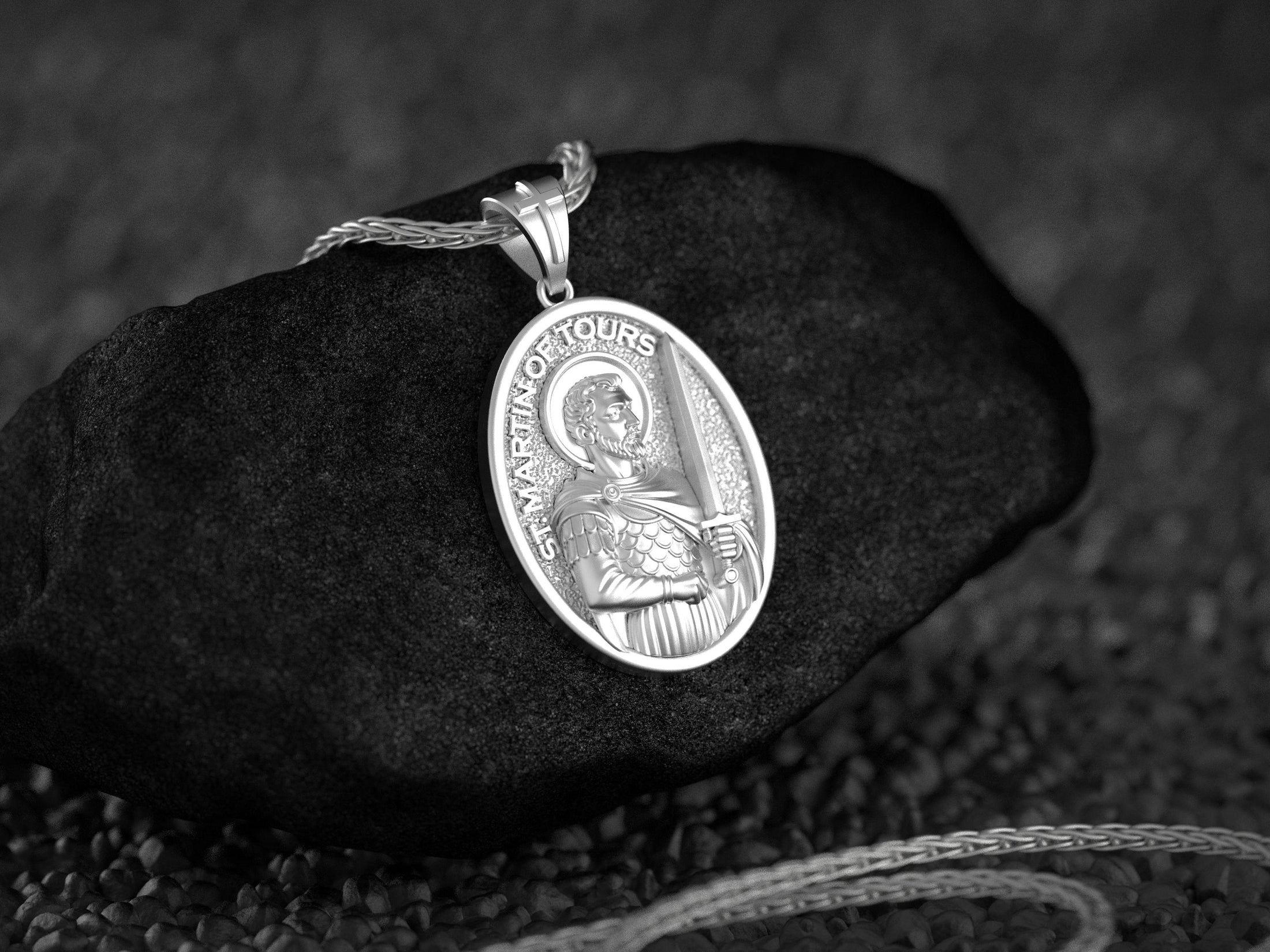 Saint Martin of Tours Pendant – Sterling Silver Catholic Medal Necklace Patron Saint of Soldiers