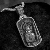 Saint Martin of Tours Dog Tag Pendant – Sterling Silver Catholic Medal Necklace Patron Saint Soldiers