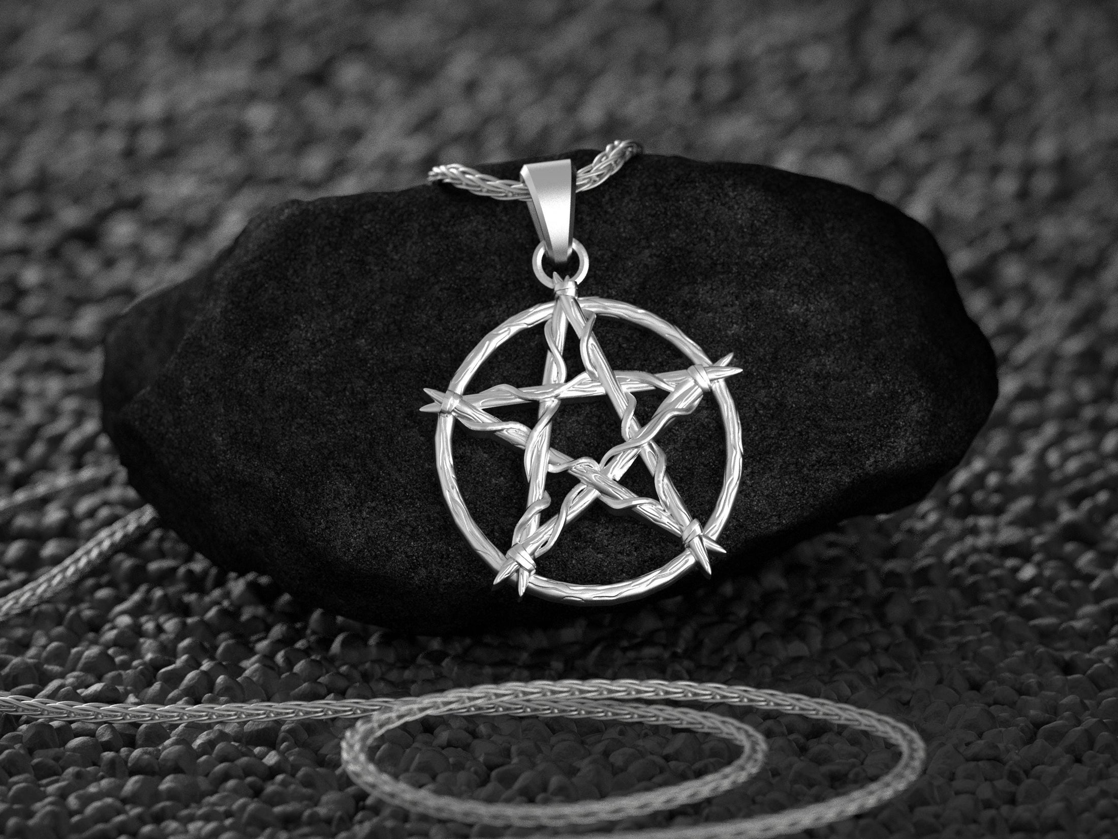 Witchy Twig Pentagram Sterling Silver Pendant For Witch Necklace Altar Witchcraft Pagan Stuff Magic Wiccan Jewely Ostara Witches Gift