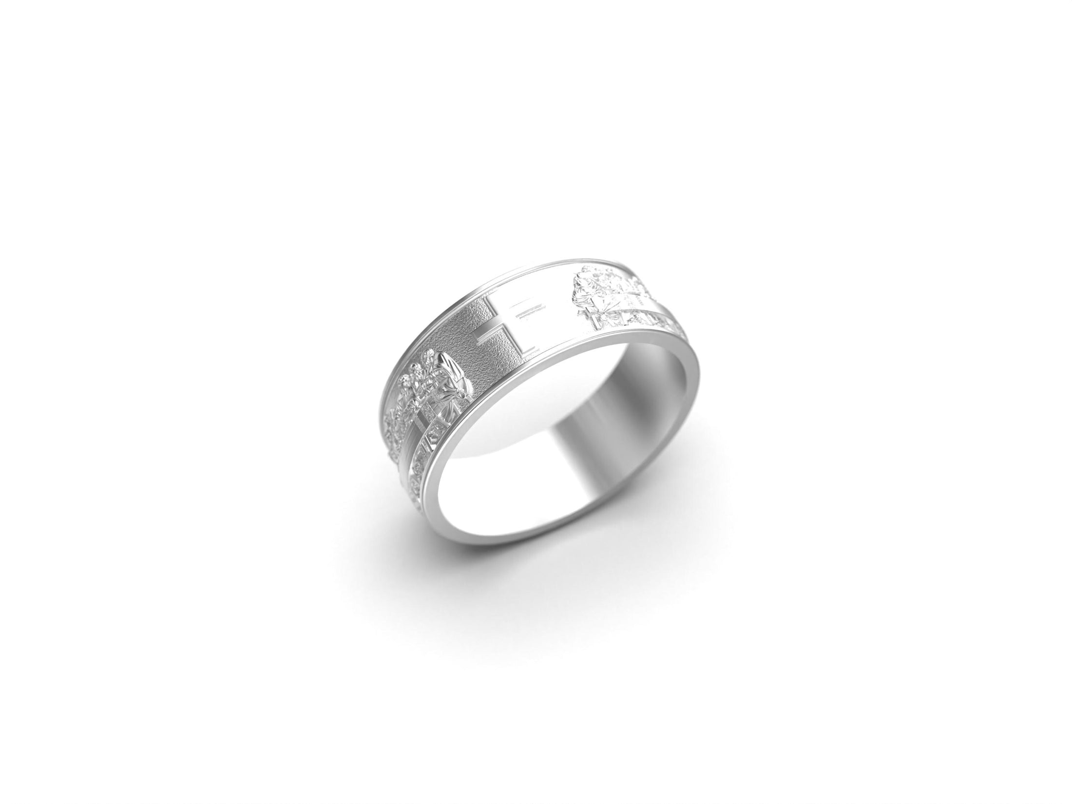 Gold Last Supper Ring - Christian Cross Band, Religious Jewelry, Sacred Communion Ring, Faith Gift for Men and Women