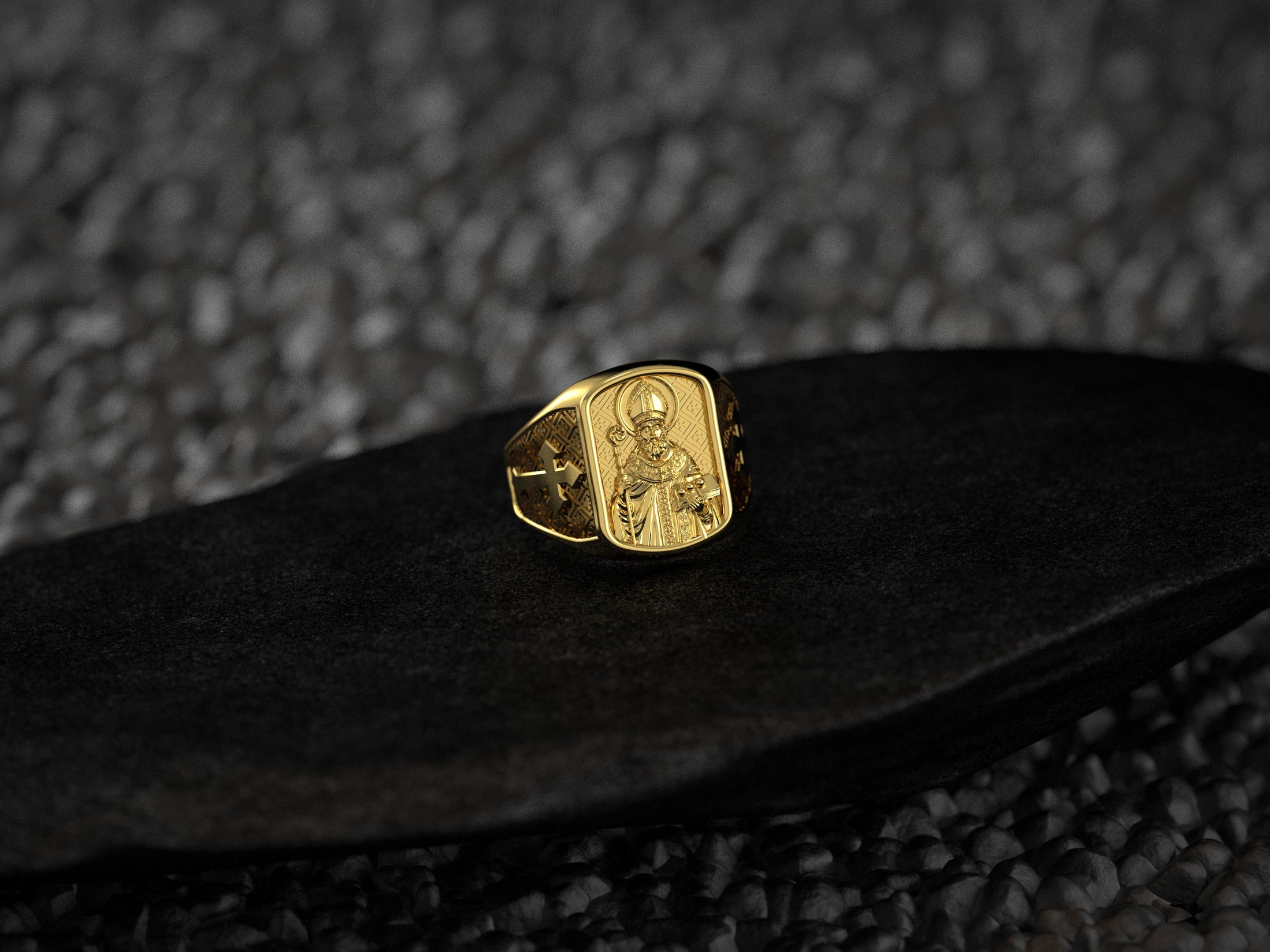 Saint Nicholas Ring – Sterling Silver Orthodox Bishop Signet Ring Christian Jewelry