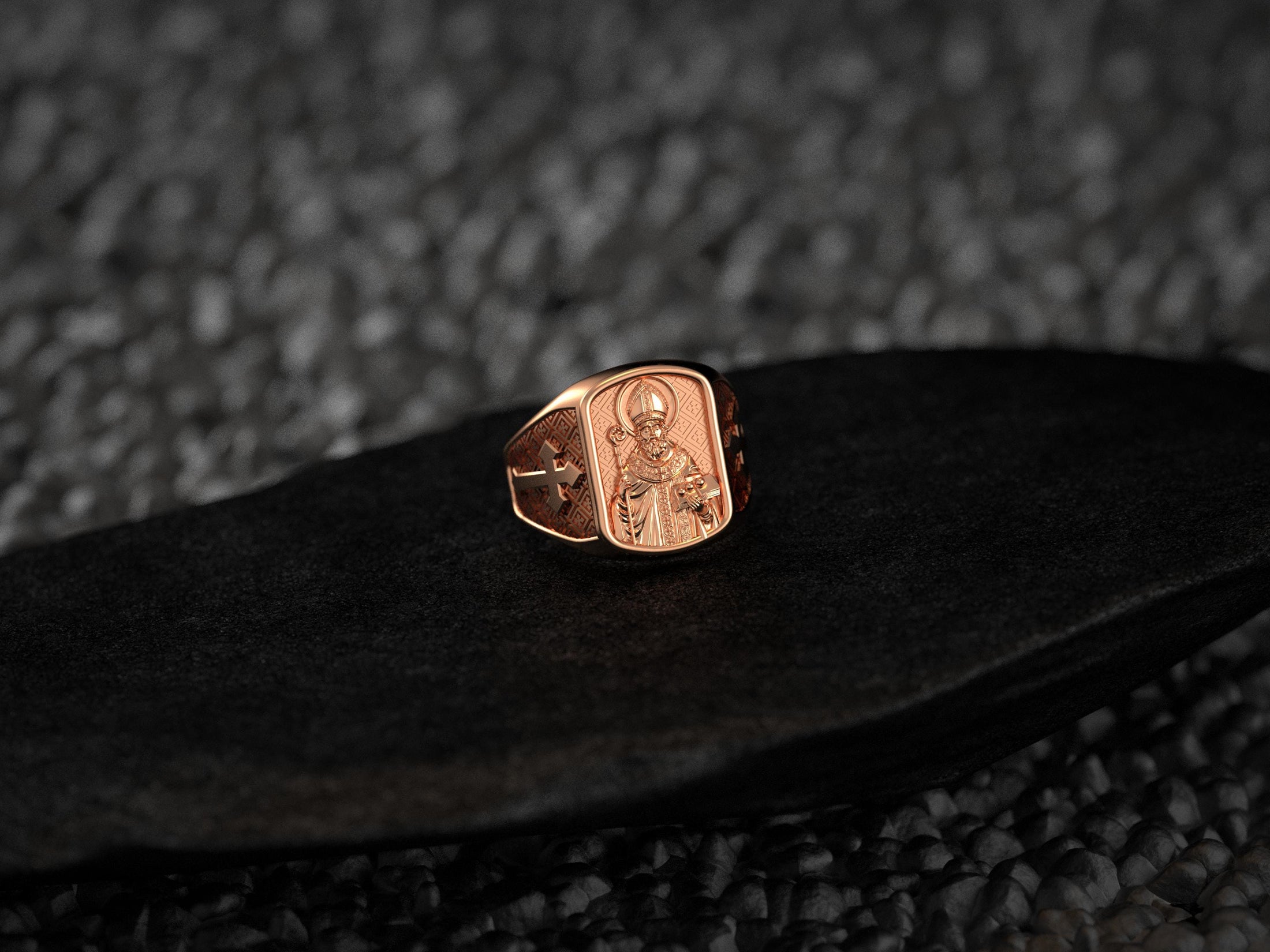 Saint Nicholas Ring – Sterling Silver Orthodox Bishop Signet Ring Christian Jewelry