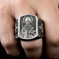 Load image into Gallery viewer, Saint Nicholas Ring – Sterling Silver Orthodox Bishop Signet Ring Christian Jewelry
