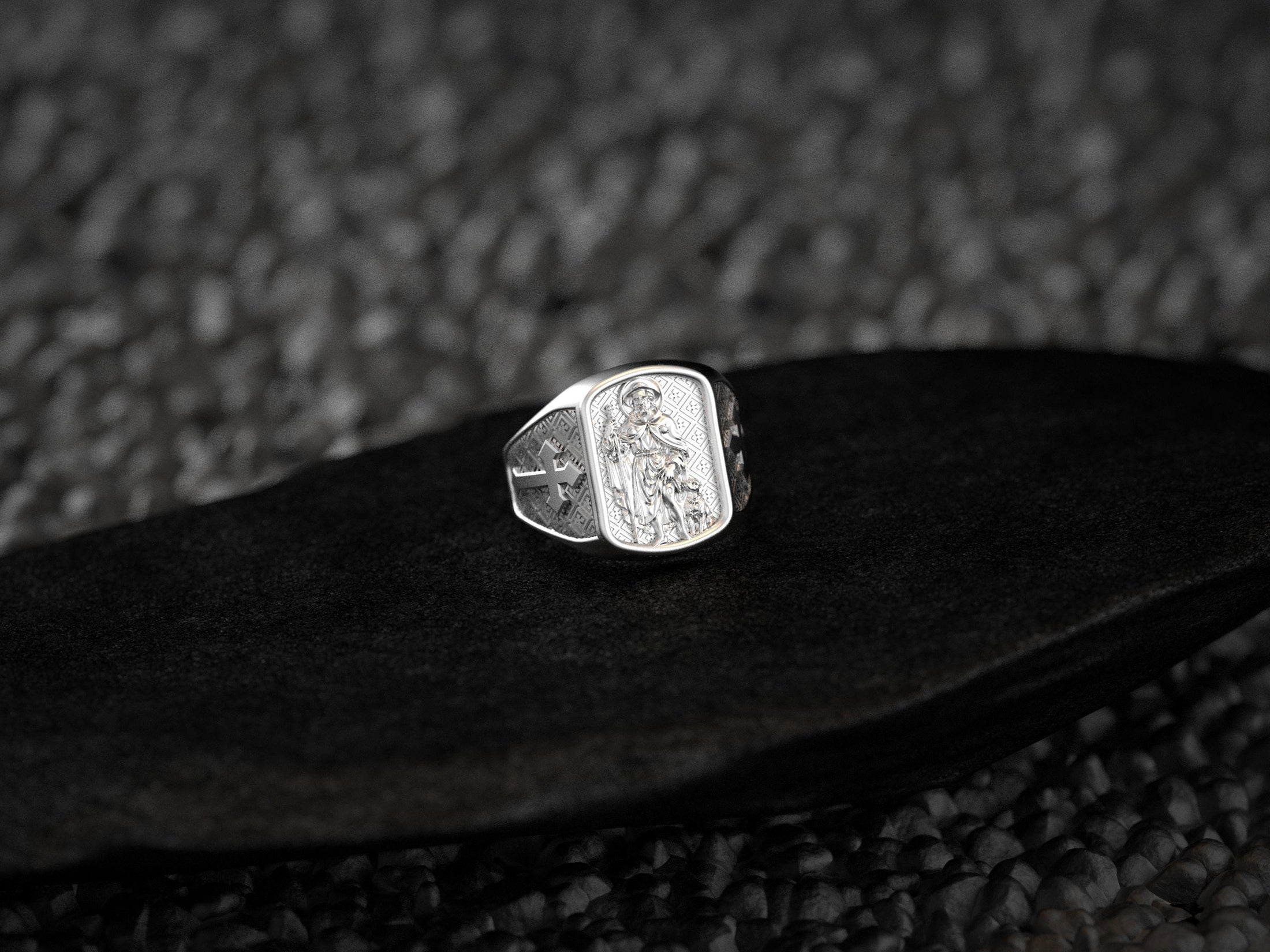 Saint Roch Ring – Sterling Silver Patron Saint of Plague Protection Signet Ring