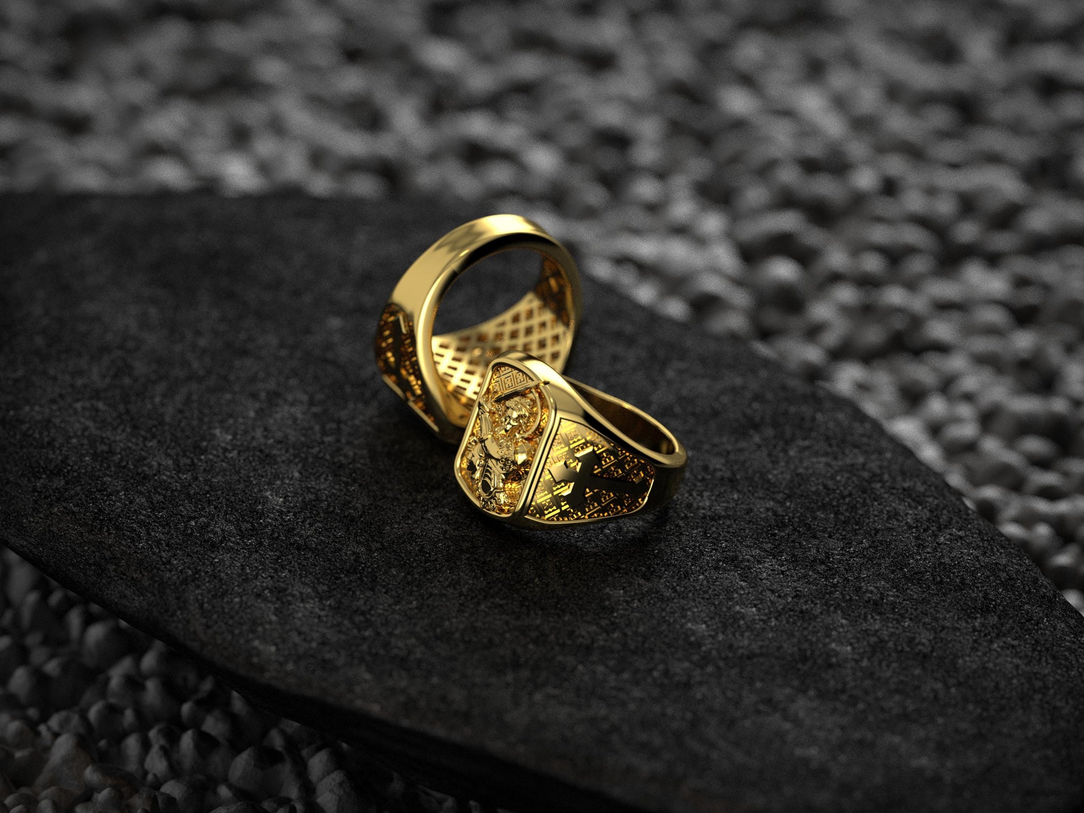 Saint Michael Ring – Sterling Silver Archangel Defeating Satan Christian Signet Ring