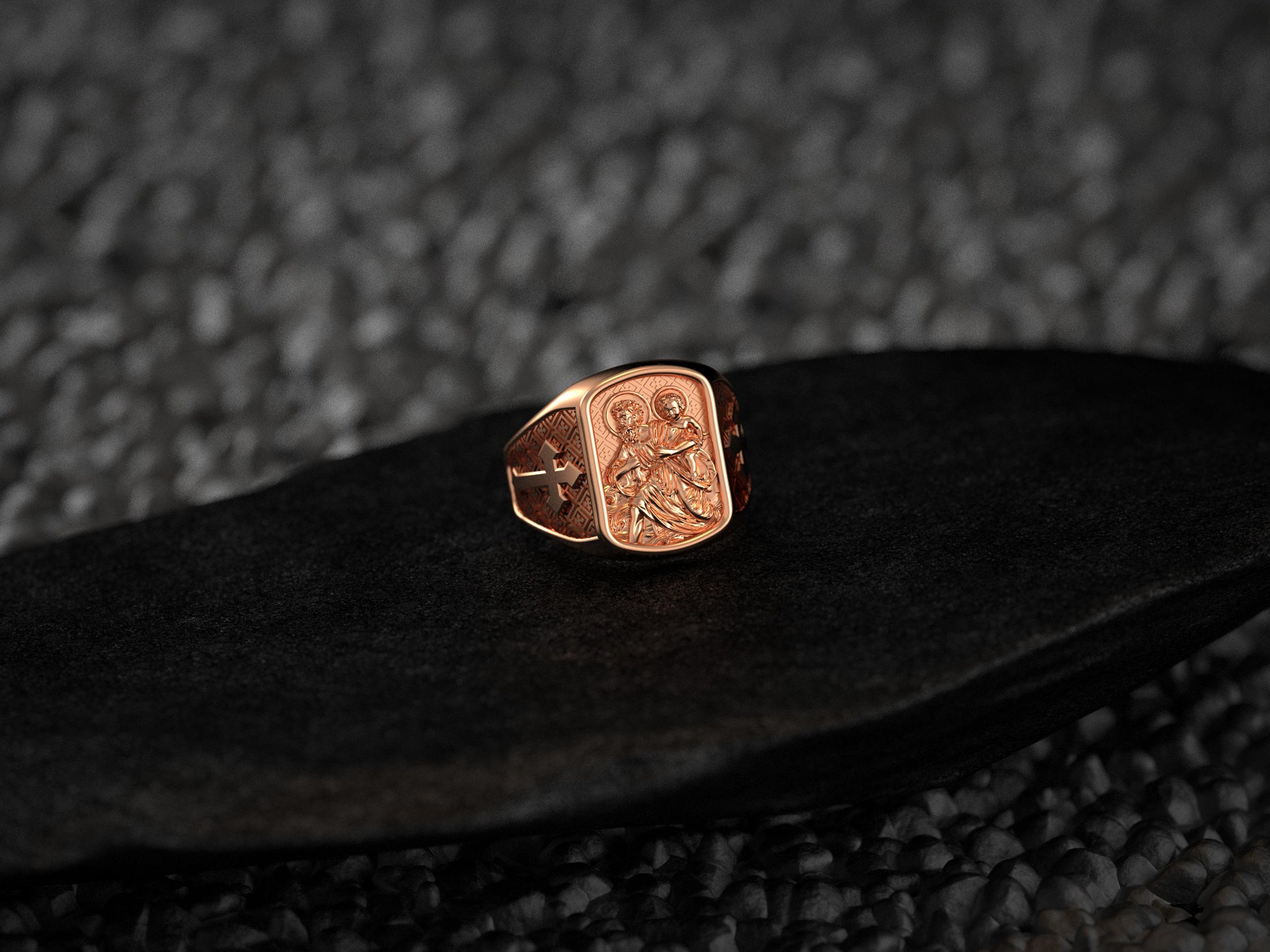 Saint Christopher Ring – Sterling Silver Patron Saint of Travelers Christian Signet Ring