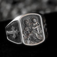 Load image into Gallery viewer, Saint Christopher Ring – Sterling Silver Patron Saint of Travelers Christian Signet Ring

