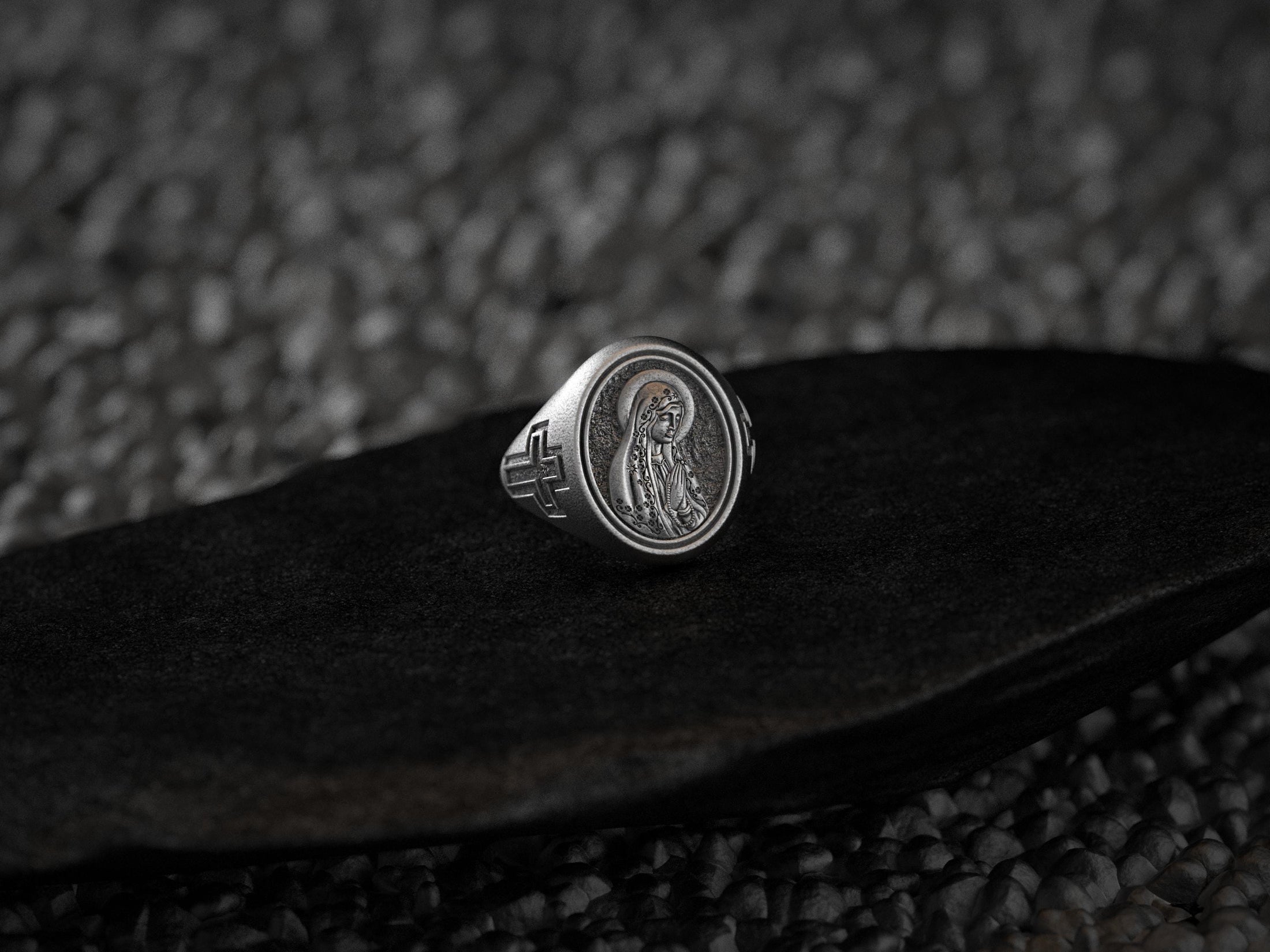Virgin Mary Ring – Sterling Silver Our Lady of Guadalupe Signet Ring Catholic Jewelry