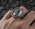 Load image into Gallery viewer, Sacred Heart of Jesus Ring – Sterling Silver Catholic Devotional Signet Ring
