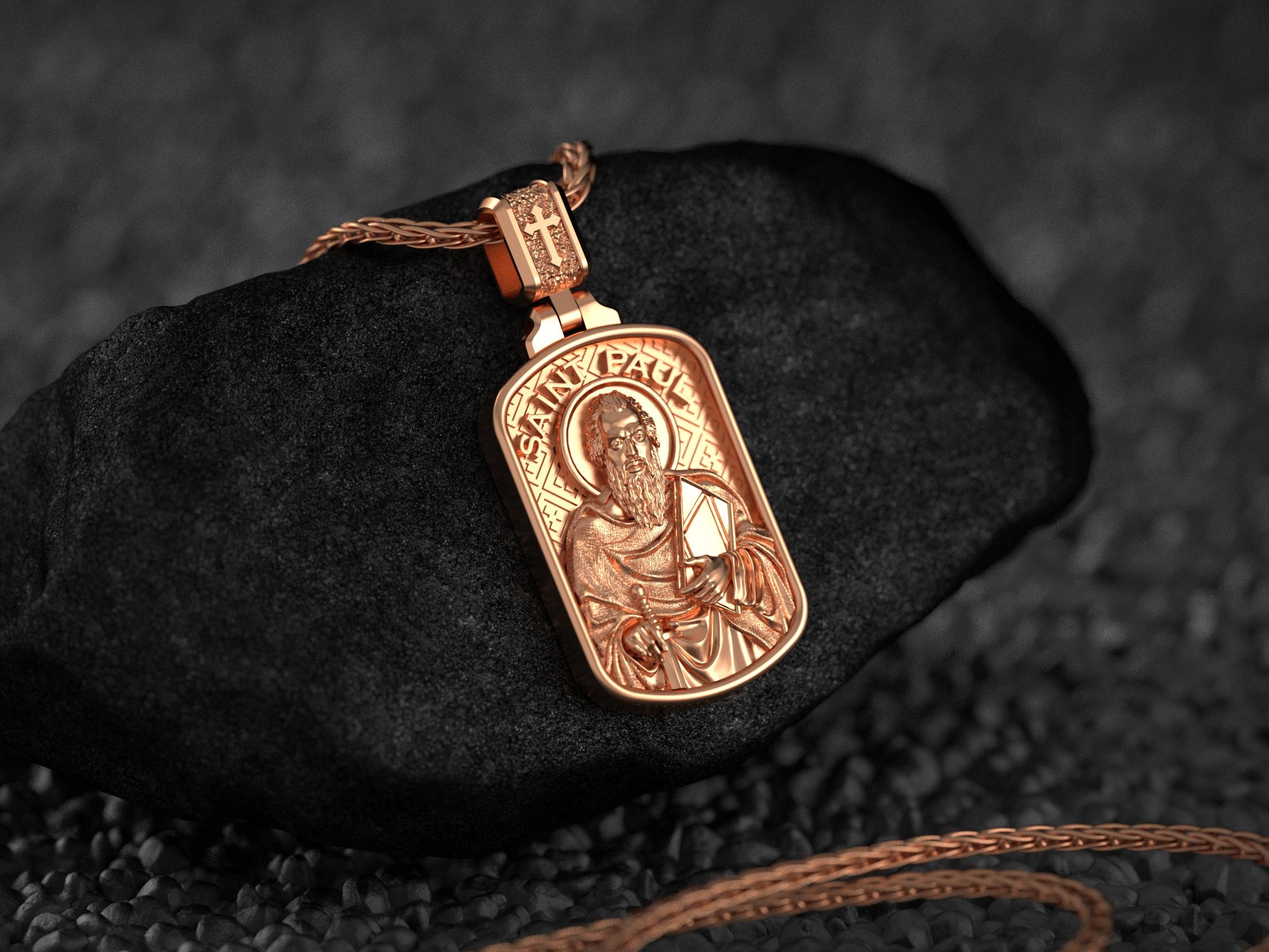 Saint Paul Dog Tag Pendant – Sterling Silver Catholic Medal Necklace Apostle and Patron Saint