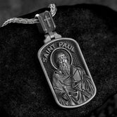 Saint Paul Dog Tag Pendant – Sterling Silver Catholic Medal Necklace Apostle and Patron Saint