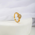 Load image into Gallery viewer, Gold Flower Zircon Ring • 10K 14K 18K Yellow White Rose Gold Women’s Floral Band
