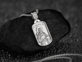 Saint Francis Dog Tag Pendant – Sterling Silver Catholic Medal Necklace Patron Saint of Animals