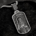 Load image into Gallery viewer, Saint Francis Dog Tag Pendant – Sterling Silver Catholic Medal Necklace Patron Saint of Animals
