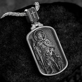 Saint Roch Dog Tag Pendant – Sterling Silver Catholic Medal Necklace Patron Saint of Healing and Protection