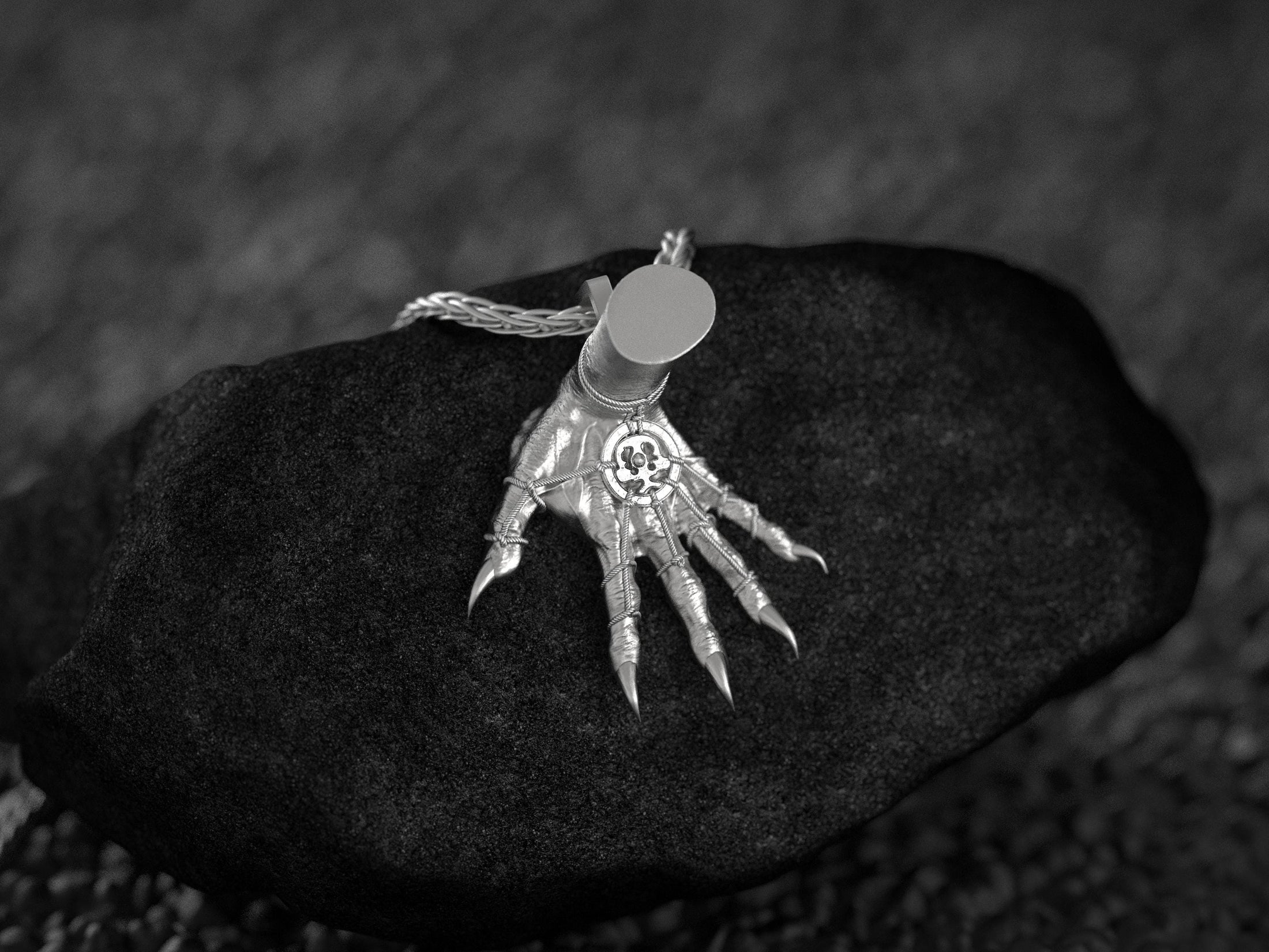 Sterling Silver Hand of Maliketh Pendant – Elden Ring Inspired Black Blade Necklace Dark Fantasy Gamer Jewelry