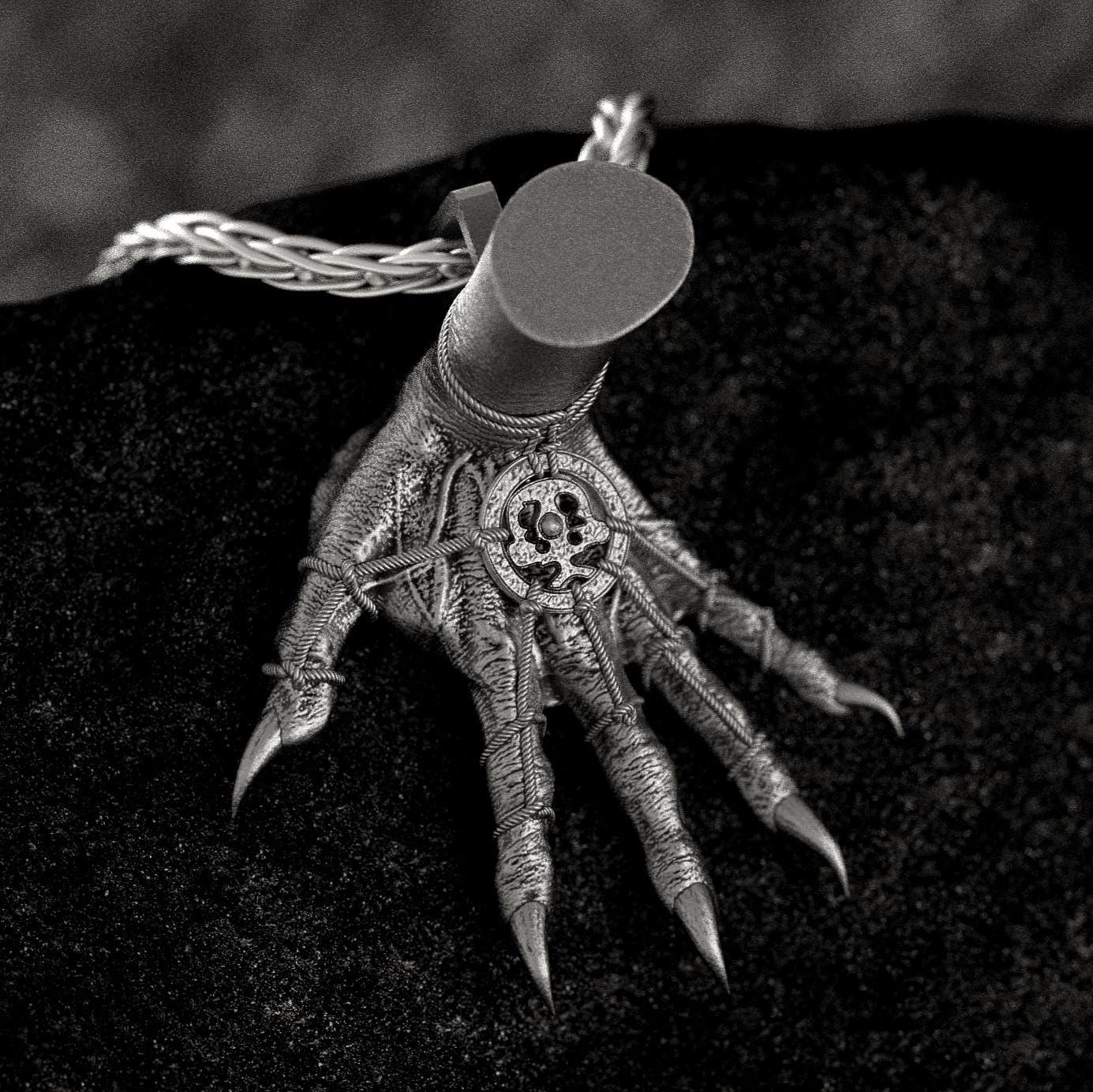 Sterling Silver Hand of Maliketh Pendant – Elden Ring Inspired Black Blade Necklace Dark Fantasy Gamer Jewelry
