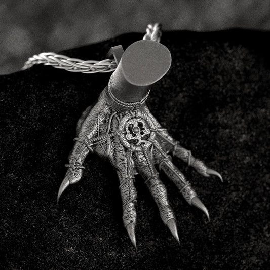 Sterling Silver Hand of Maliketh Pendant – Elden Ring Inspired Black Blade Necklace Dark Fantasy Gamer Jewelry
