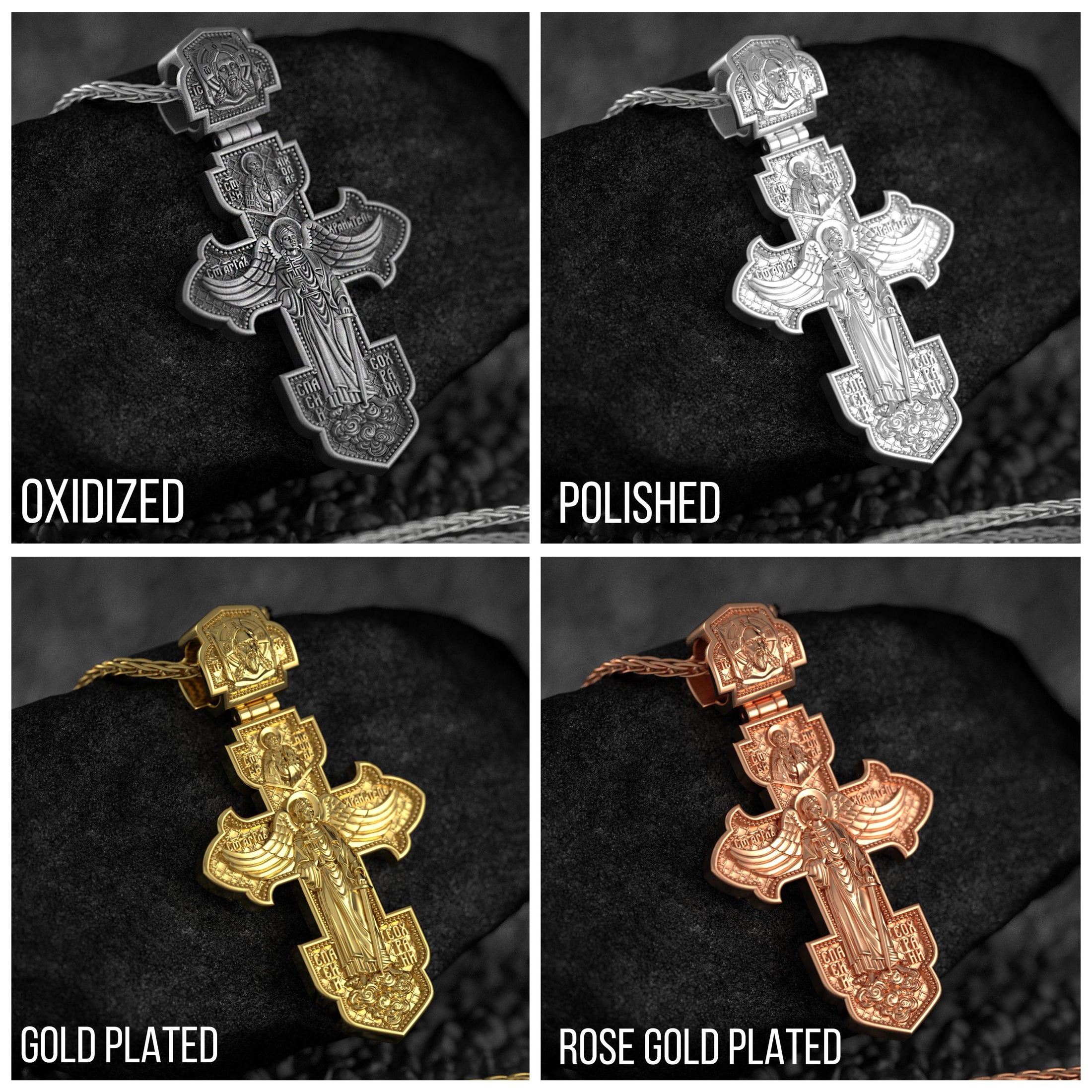 Double Sided Orthodox Cross – Sterling Silver Russian Crucifix Pendant Christian Jewelry