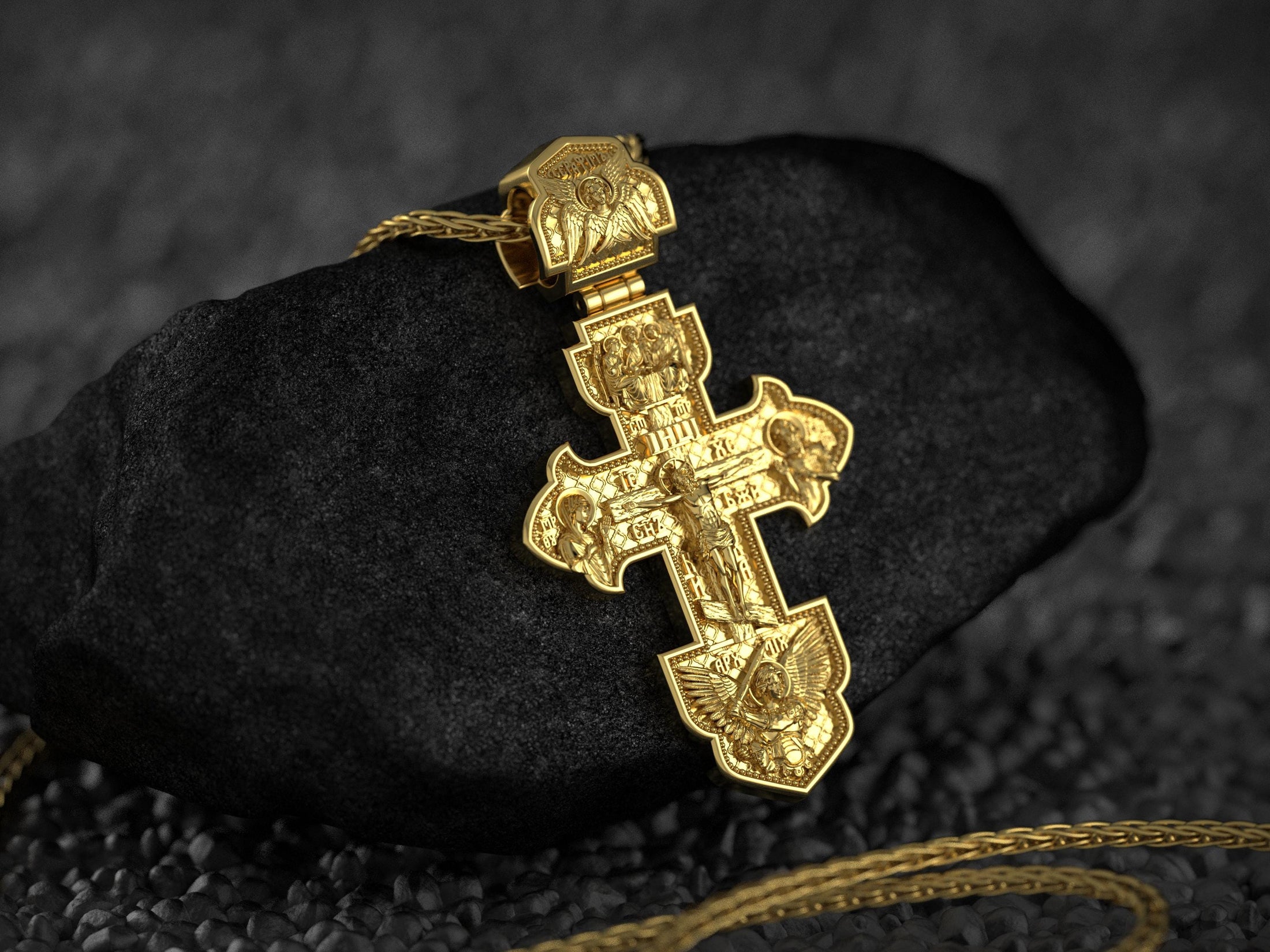 Double Sided Orthodox Cross – Sterling Silver Russian Crucifix Pendant Christian Jewelry