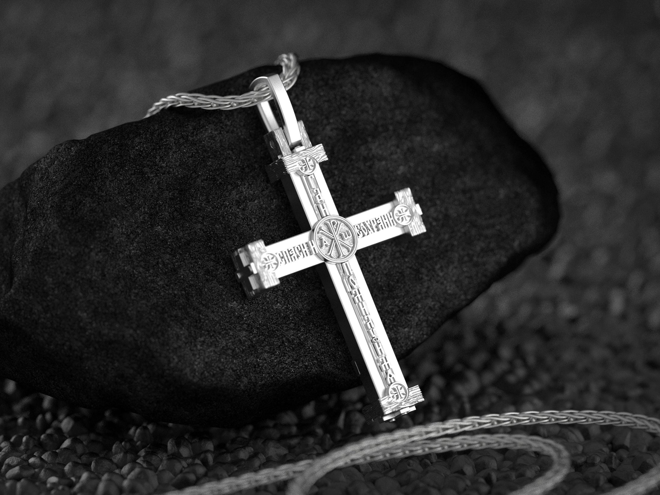 Double-Sided Orthodox Cross – Sterling Silver Russian Slavonic Crucifix Pendant