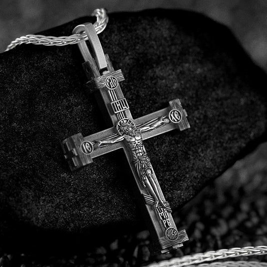 Double-Sided Orthodox Cross – Sterling Silver Russian Slavonic Crucifix Pendant