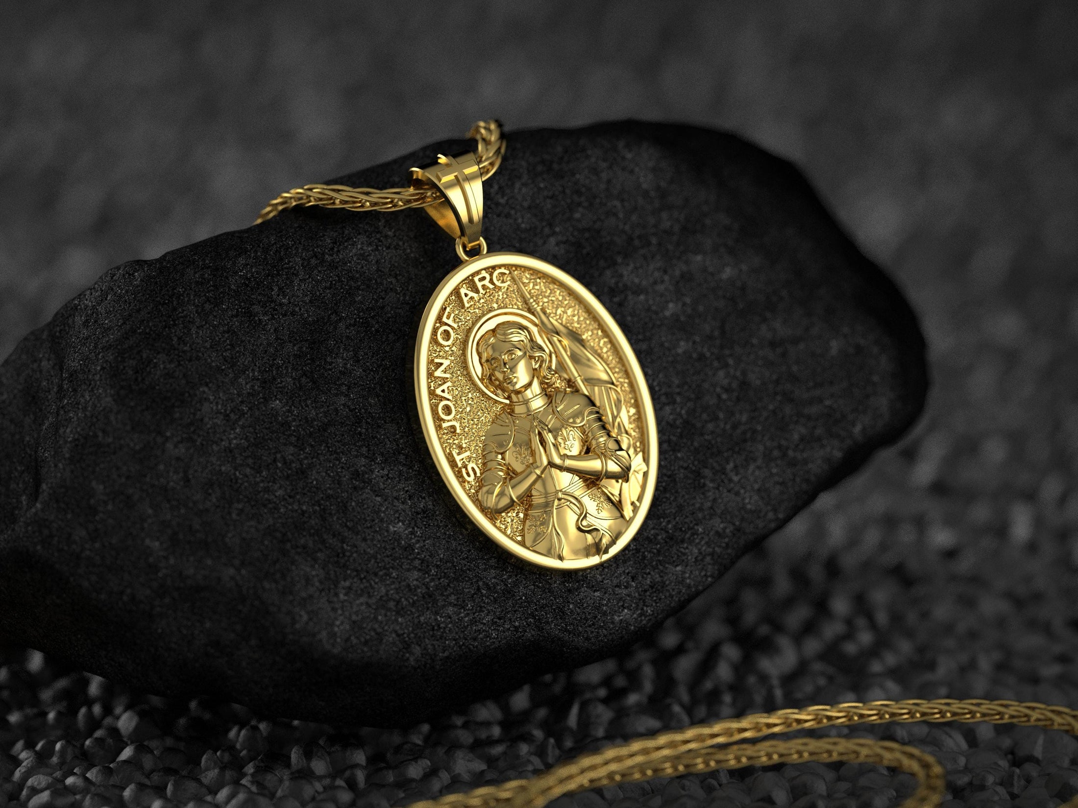 Personalized Saint Joan of Arc Pendant – Sterling Silver Catholic Medal Necklace Devotional Jewelry