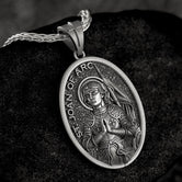 Personalized Saint Joan of Arc Pendant – Sterling Silver Catholic Medal Necklace Devotional Jewelry
