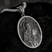 Saint Paul Pendant – Sterling Silver Catholic Medal Necklace Engravable Christian Jewelry