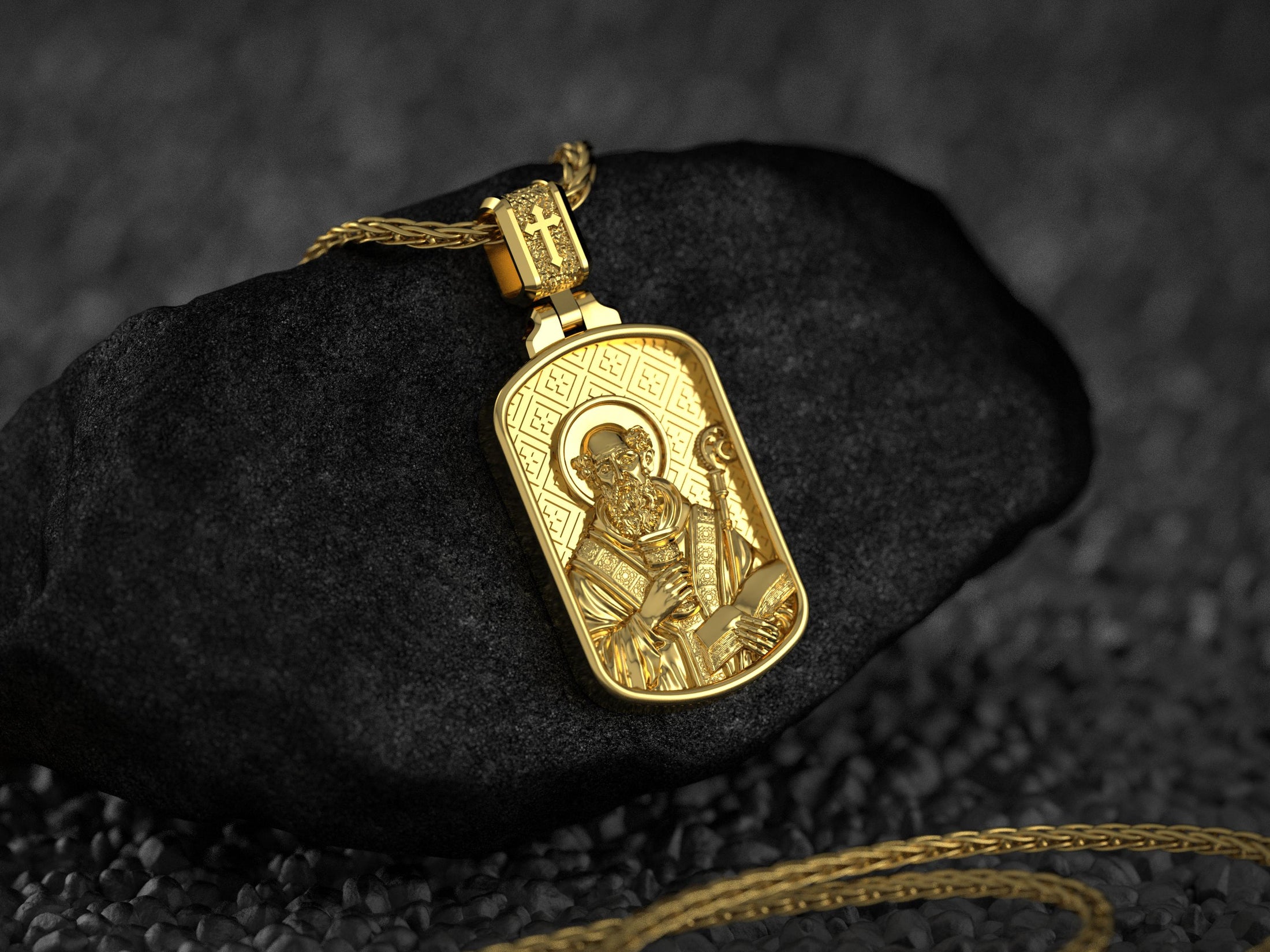 Saint Benedict Dog Tag Pendant – Sterling Silver Catholic Medal Necklace Patron Saint of Protection