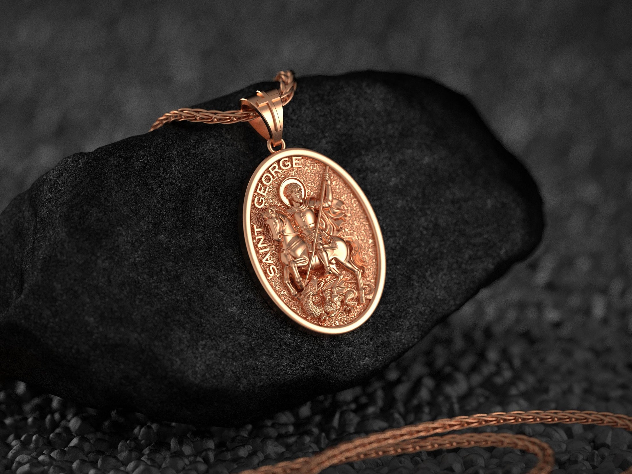 Saint George Pendant – Sterling Silver Dragon Slayer Medal Necklace Catholic Orthodox Jewelry