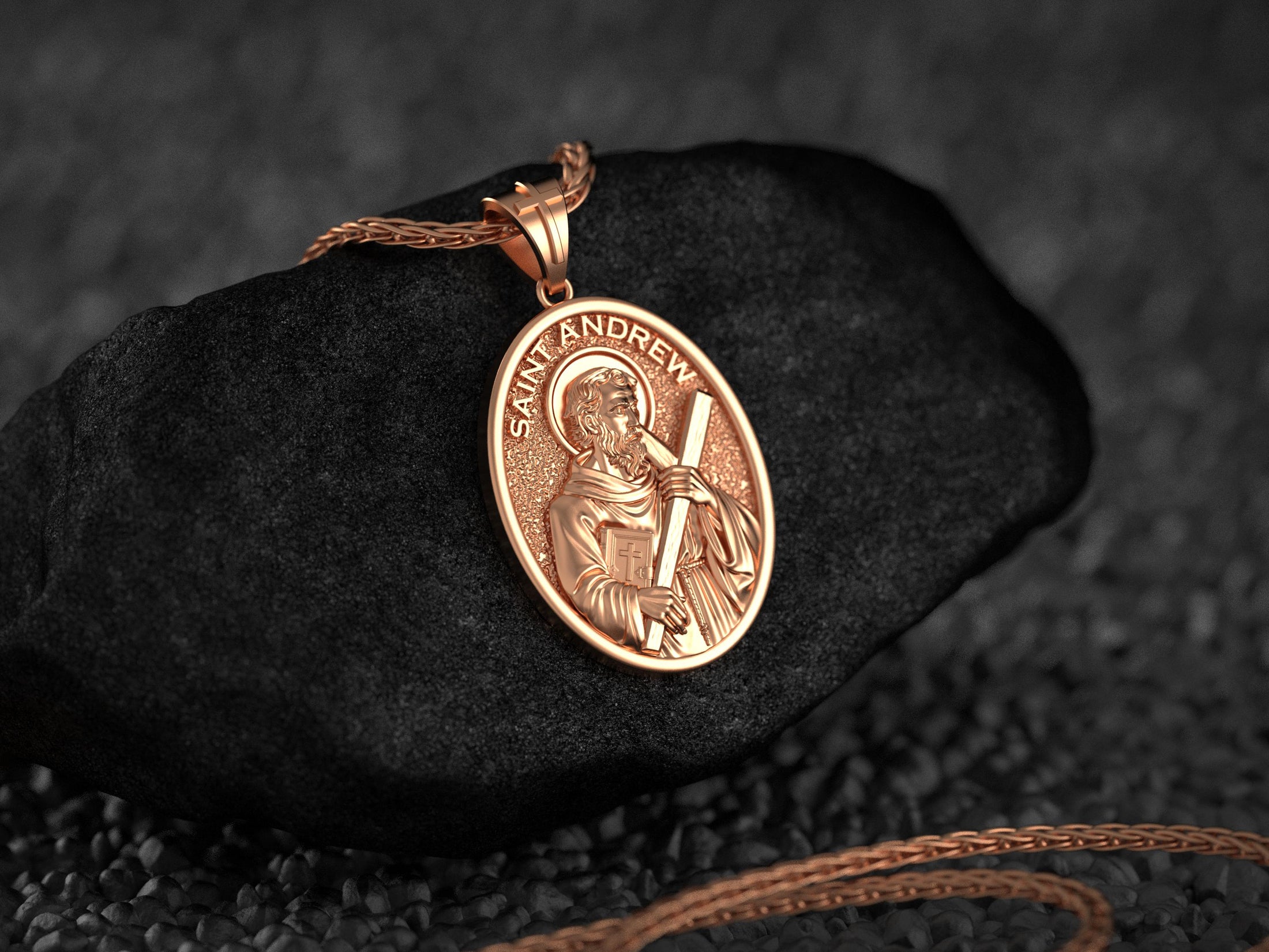 Saint Andrew Pendant – Sterling Silver Catholic Medal Necklace Apostle Devotional Jewelry