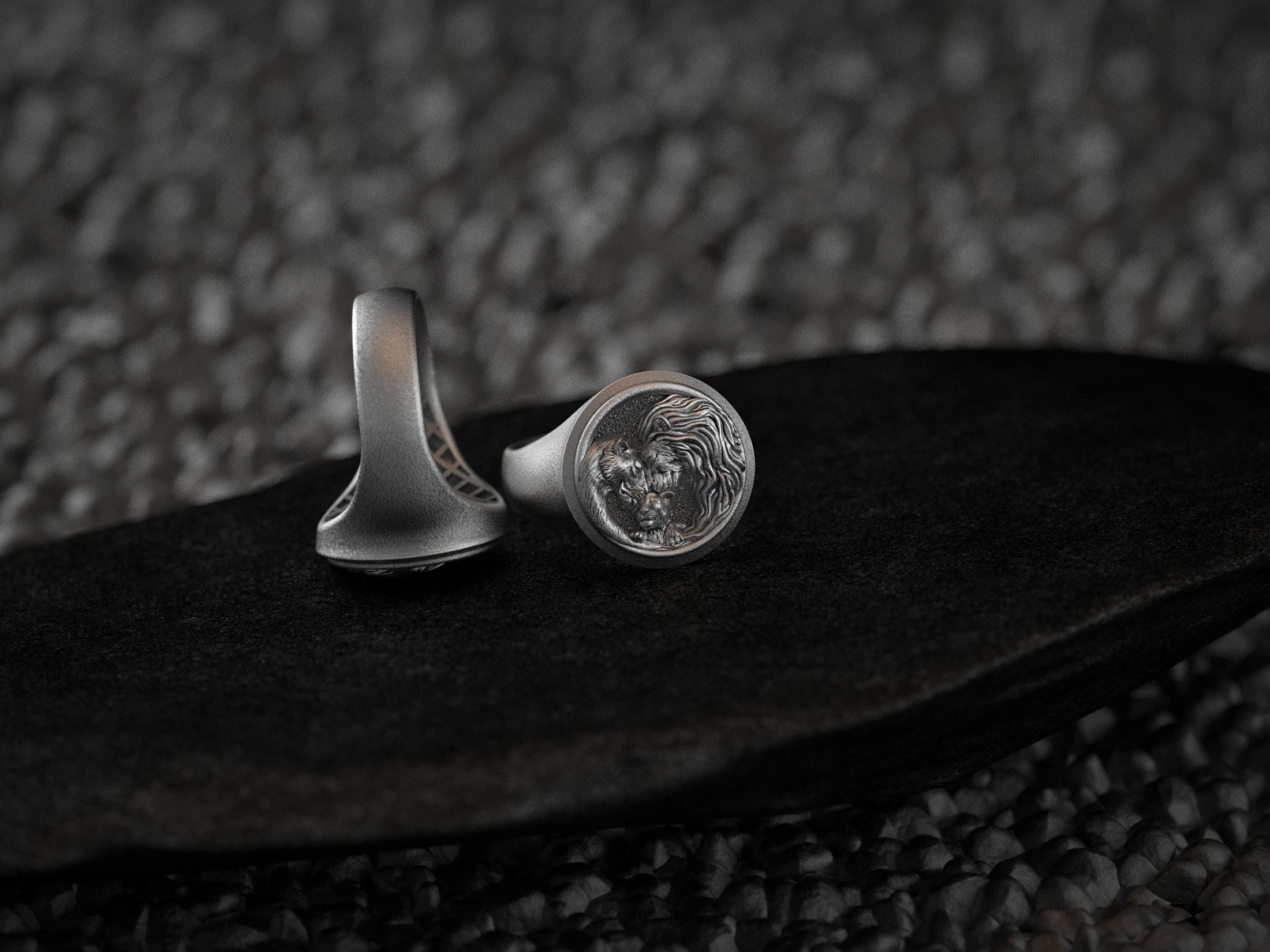 Lion Family Signet Ring – Sterling Silver Men’s Ring Symbol of Strength, Protection and Loyalty