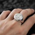 Load image into Gallery viewer, Lion Family Signet Ring – Sterling Silver Men’s Ring Symbol of Strength, Protection and Loyalty
