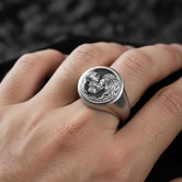 Lion Family Signet Ring – Sterling Silver Men’s Ring Symbol of Strength, Protection and Loyalty