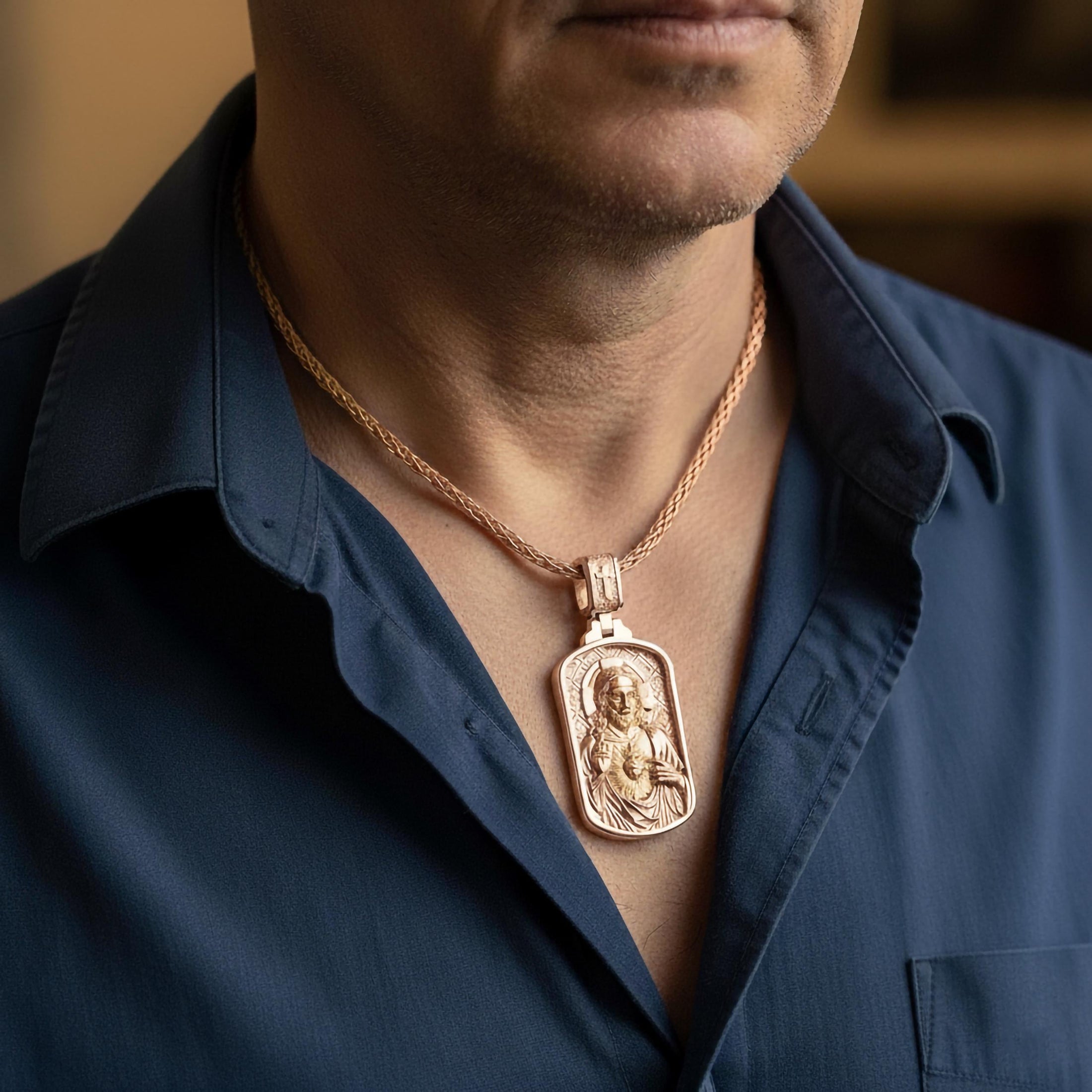 Sacred Heart of Jesus Pendant – Sterling Silver Catholic Medal Necklace Symbol of Love and Protection
