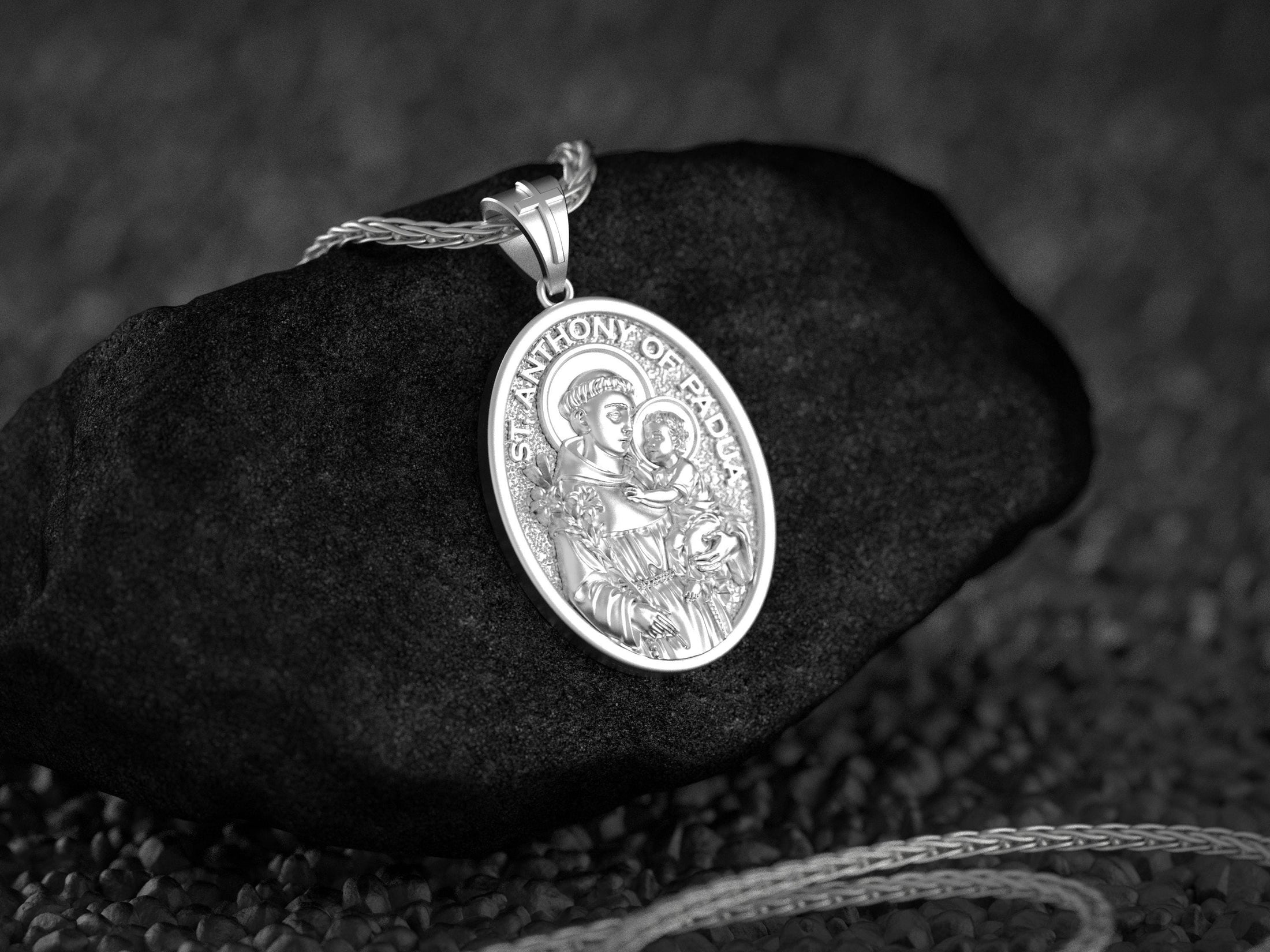 Saint Anthony of Padua Pendant – Sterling Silver Catholic Medal Necklace Patron Saint of Miracles