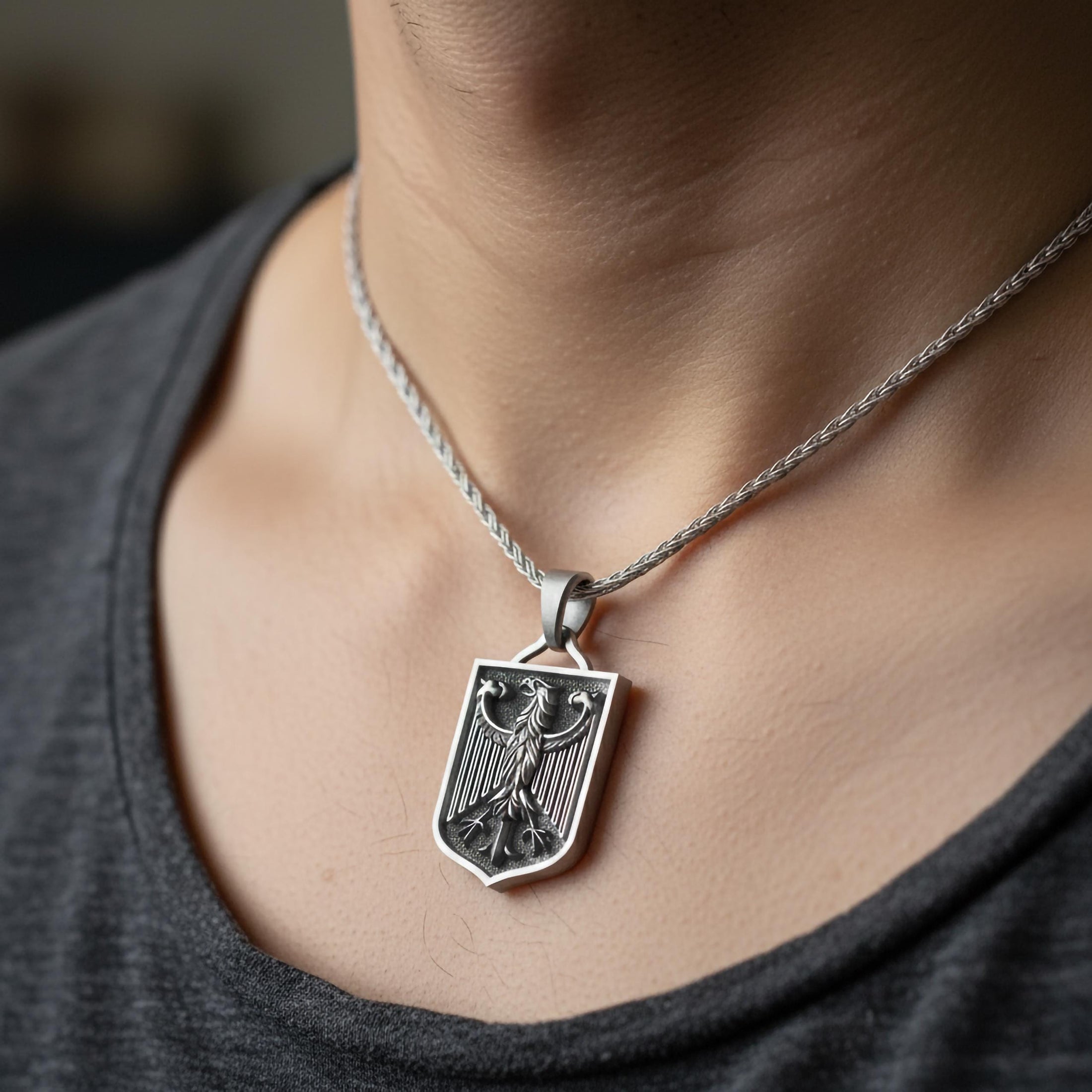 German Federal Eagle Pendant – Sterling Silver Bundesadler Coat of Arms Necklace