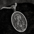 Load image into Gallery viewer, Silver Jesus Christ Sacred Heart Pendant Personalized – Sterling Silver Catholic Medal Necklace Christian Devotional
