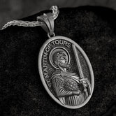 Saint Martin of Tours Pendant – Sterling Silver Catholic Medal Necklace Patron Saint of Soldiers