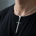 Bild in Galerie-Betrachter laden, Medieval Sword Pendant – Sterling Silver Knight Templar Crusader Cross Necklace
