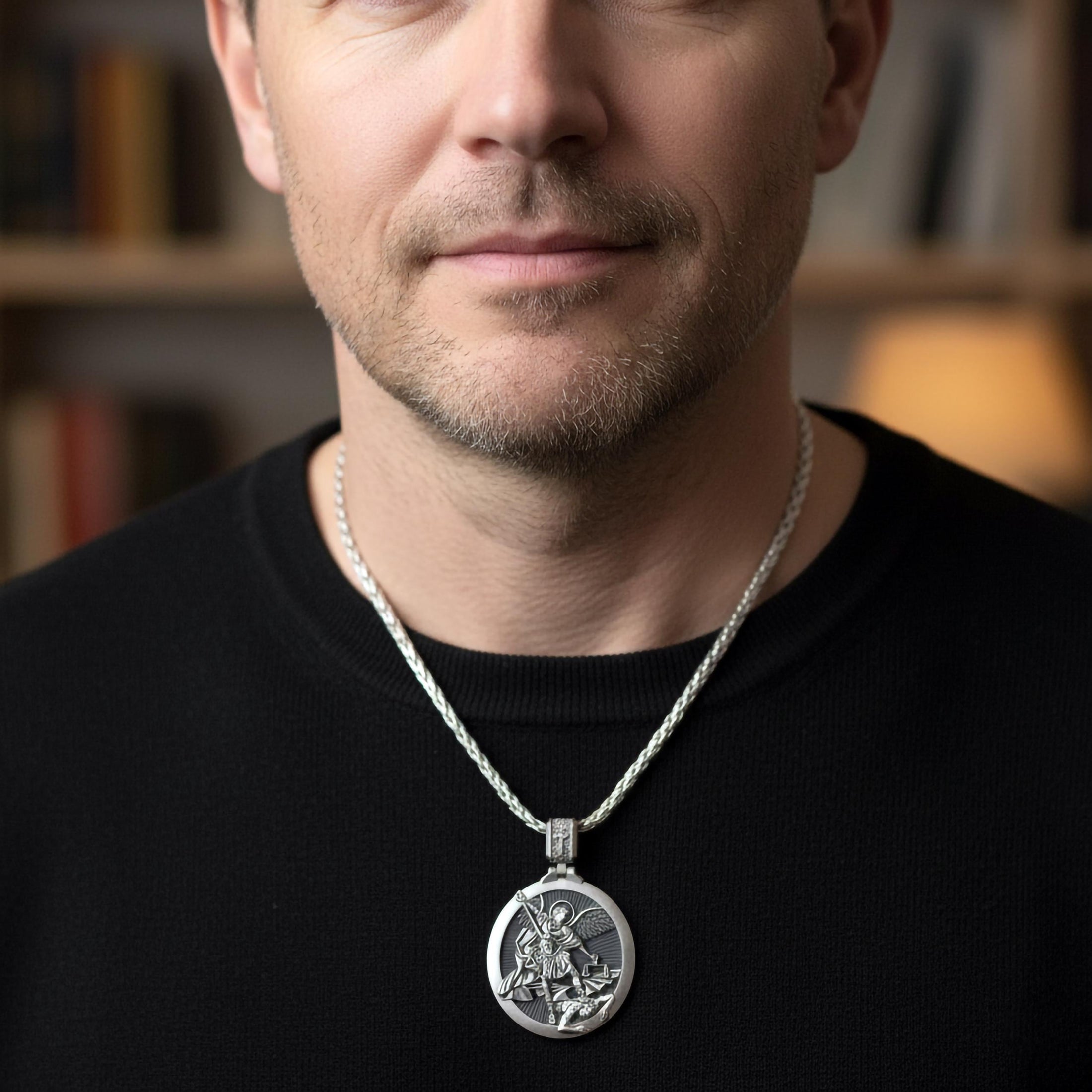 Saint Michael Pendant – Sterling Silver Archangel Necklace Symbol of Protection and Faith
