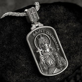 Saint Barbara Dog Tag Pendant – Sterling Silver Catholic Medal Necklace Patron Saint of Protection Personalized