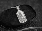 Saint Roch Dog Tag Pendant – Sterling Silver Catholic Medal Necklace Patron Saint of Healing and Protection