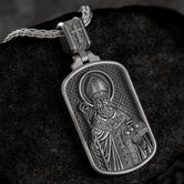 Saint Nicholas Dog Tag Pendant – Sterling Silver Catholic Medal Necklace Patron Saint of Children