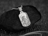 Saint Benedict Dog Tag Pendant – Sterling Silver Catholic Medal Necklace Patron Saint of Protection