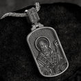 Load image into Gallery viewer, Saint Benedict Dog Tag Pendant – Sterling Silver Catholic Medal Necklace Patron Saint of Protection

