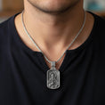 Load image into Gallery viewer, Saint Benedict Dog Tag Pendant – Sterling Silver Catholic Medal Necklace Patron Saint of Protection
